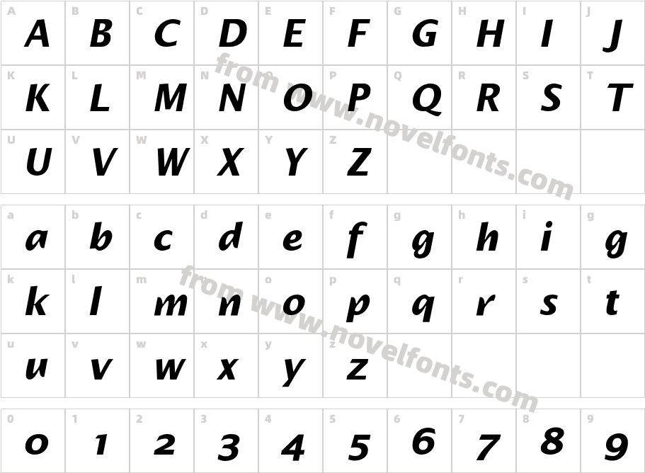 Alphabet2-BoldItalicCharacter Map