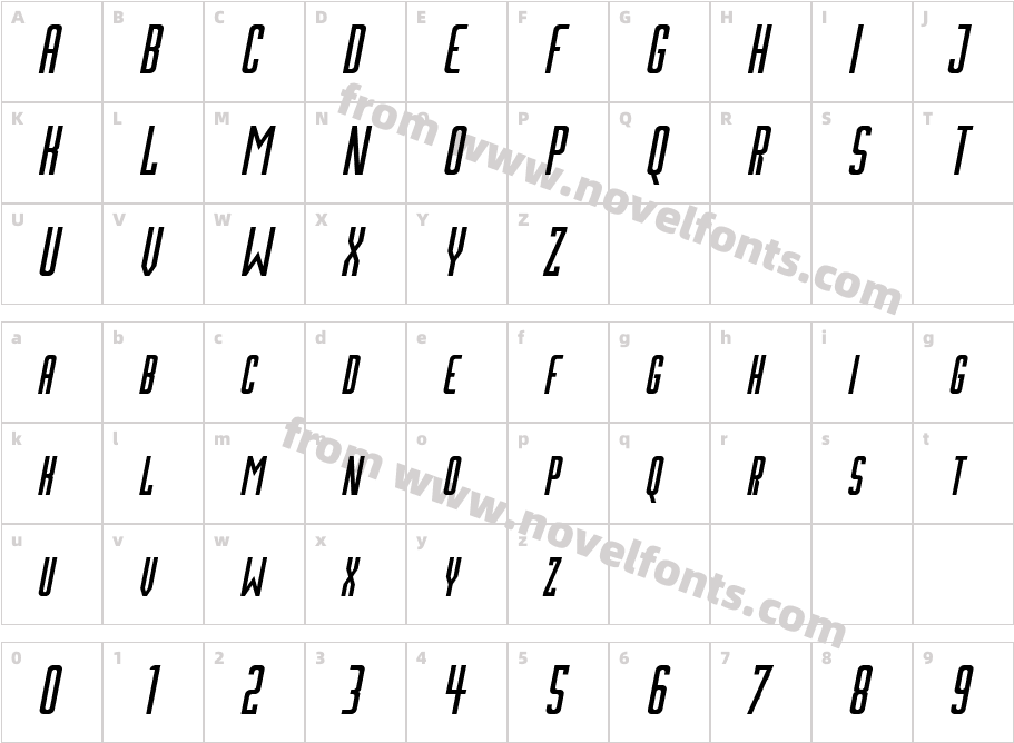 Inceptia Small Caps ItalicCharacter Map