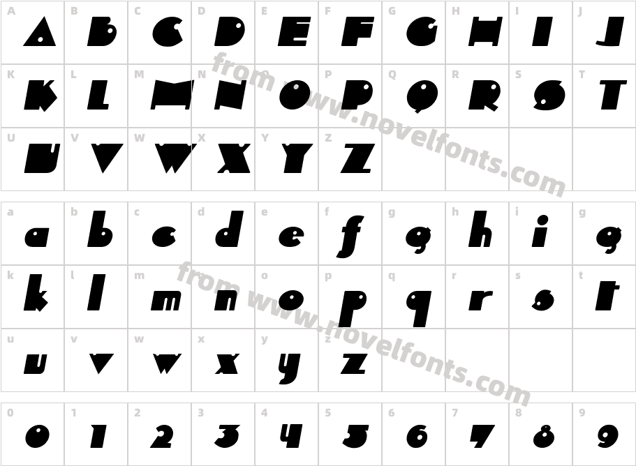 Independant ItalicCharacter Map