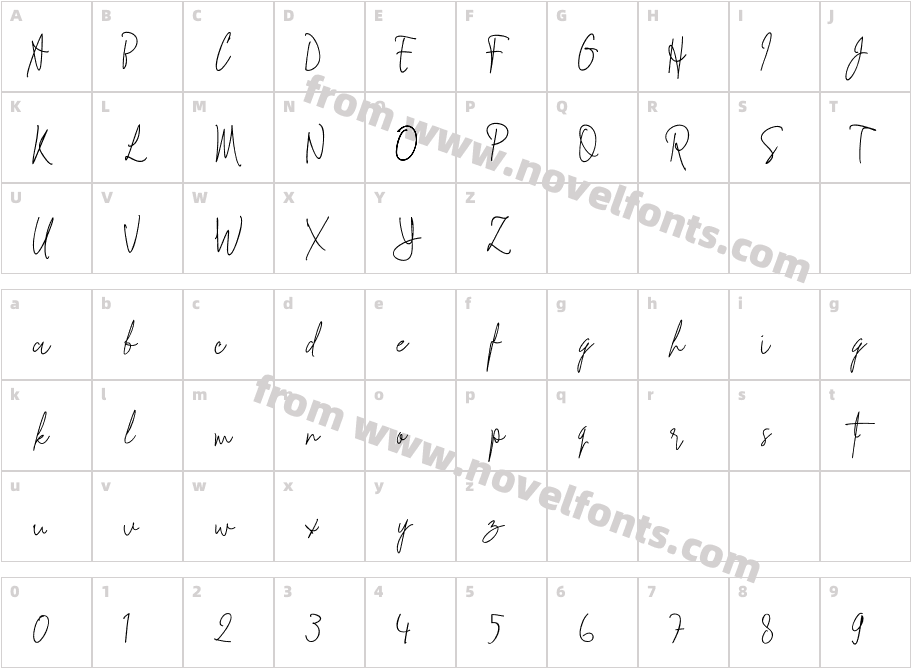 Signathy Script FontCharacter Map