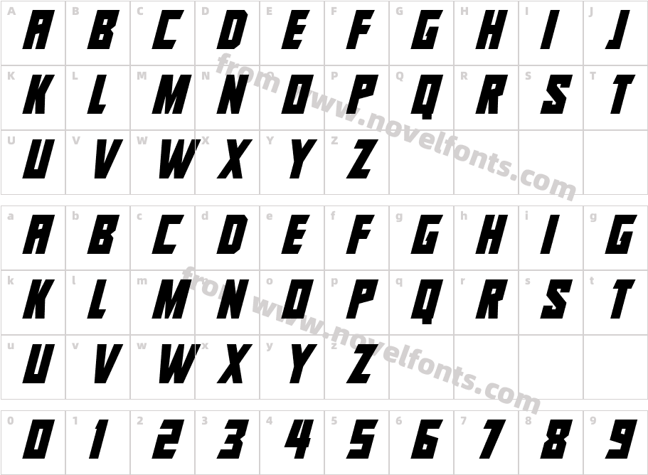 Infinite Beyond ItalicCharacter Map