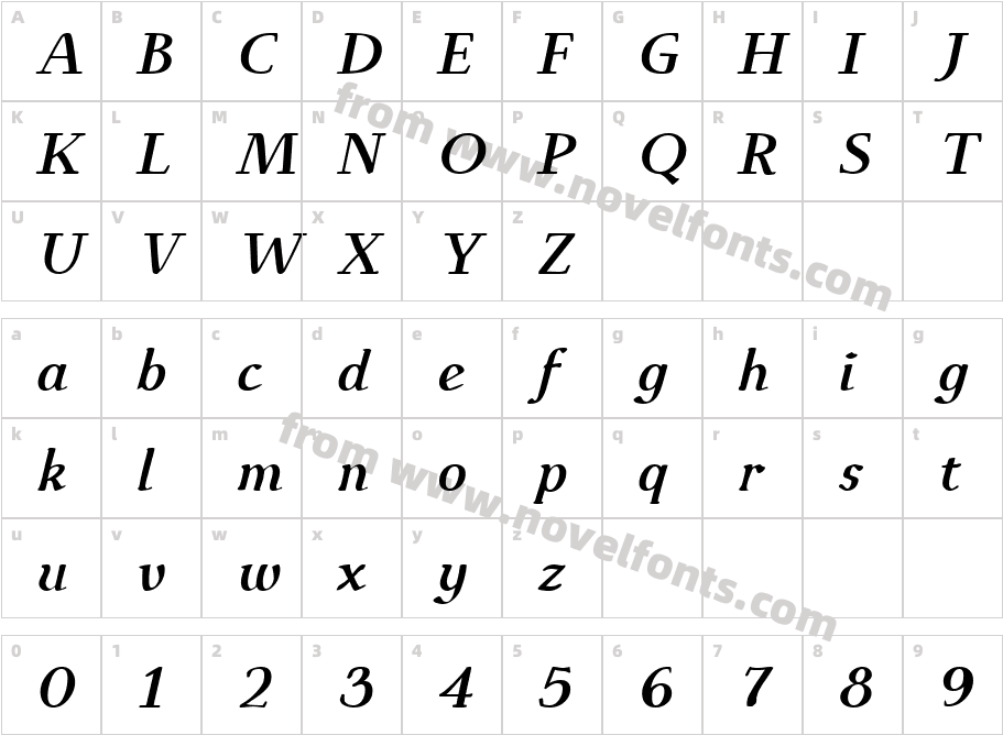 IngrianEuroikaH BoldItalicCharacter Map