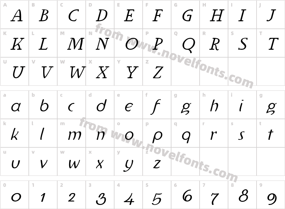 Ingriana ItalicCharacter Map