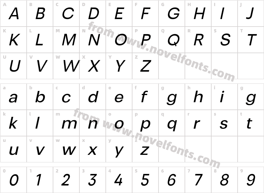 Somar Sans Medium ItalicCharacter Map