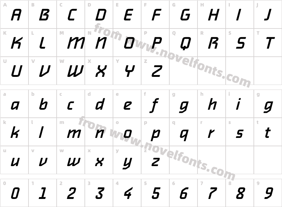 AlphavilleMedium-ObliqueCharacter Map