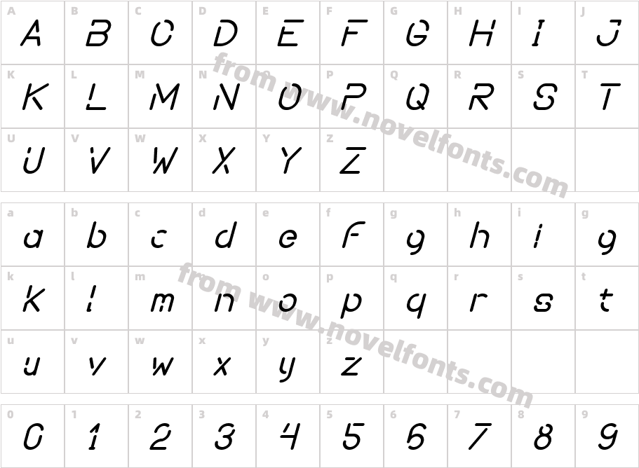 Space Future Bold ItalicCharacter Map
