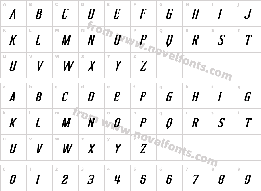 Inquisitor ItalicCharacter Map