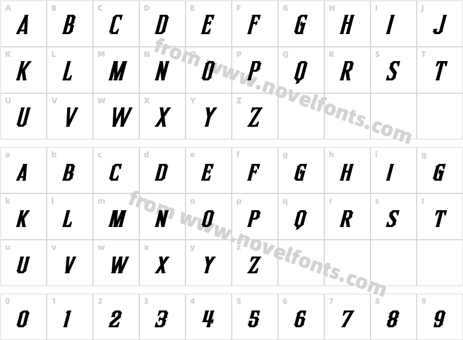 Inquisitor Bold ItalicCharacter Map