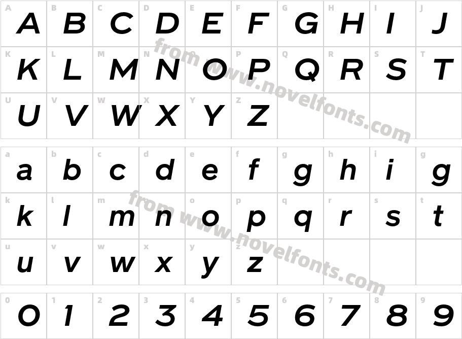 Spinner Gothic Trial Semibold ItalicCharacter Map