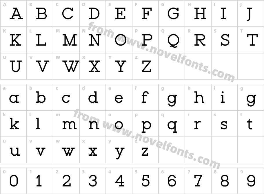 Spontial SerifCharacter Map