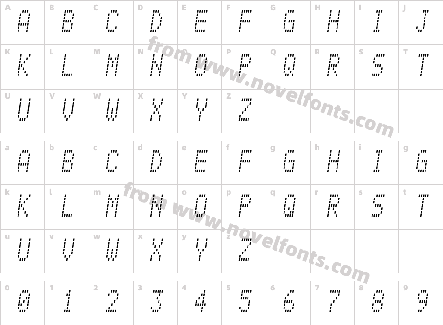 Alpine 7558MCharacter Map