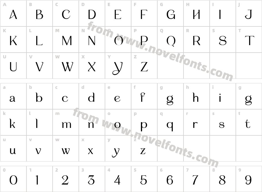 Stigma Serif Display RegularCharacter Map