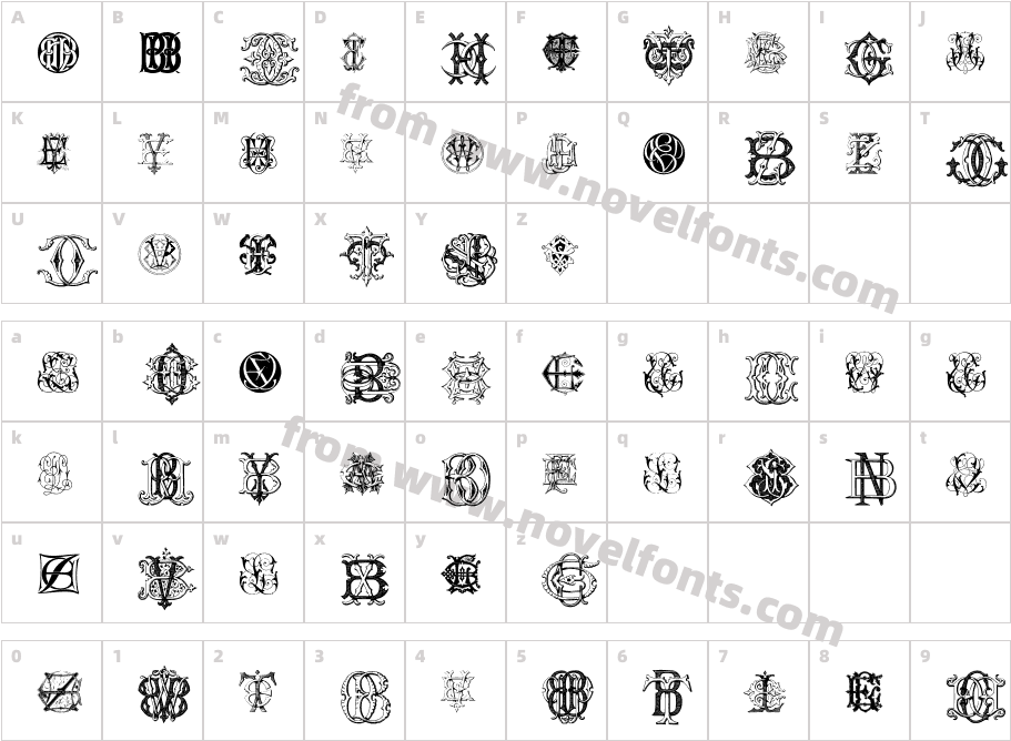 Intellecta Monograms Random Samples ElevenCharacter Map