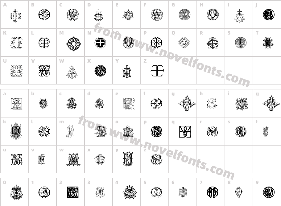 Intellecta Monograms Random Samples TenCharacter Map