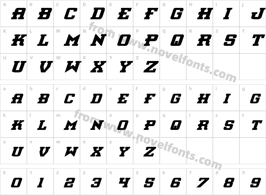 Interceptor Bold ItalicCharacter Map