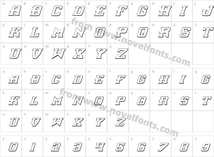 Interceptor Shadow ItalicCharacter Map