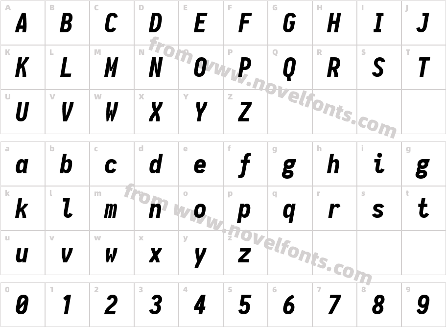 Iosevka Heavy ItalicCharacter Map