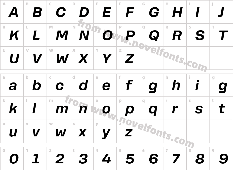 TRIAL Rooftop Bold ItalicCharacter Map