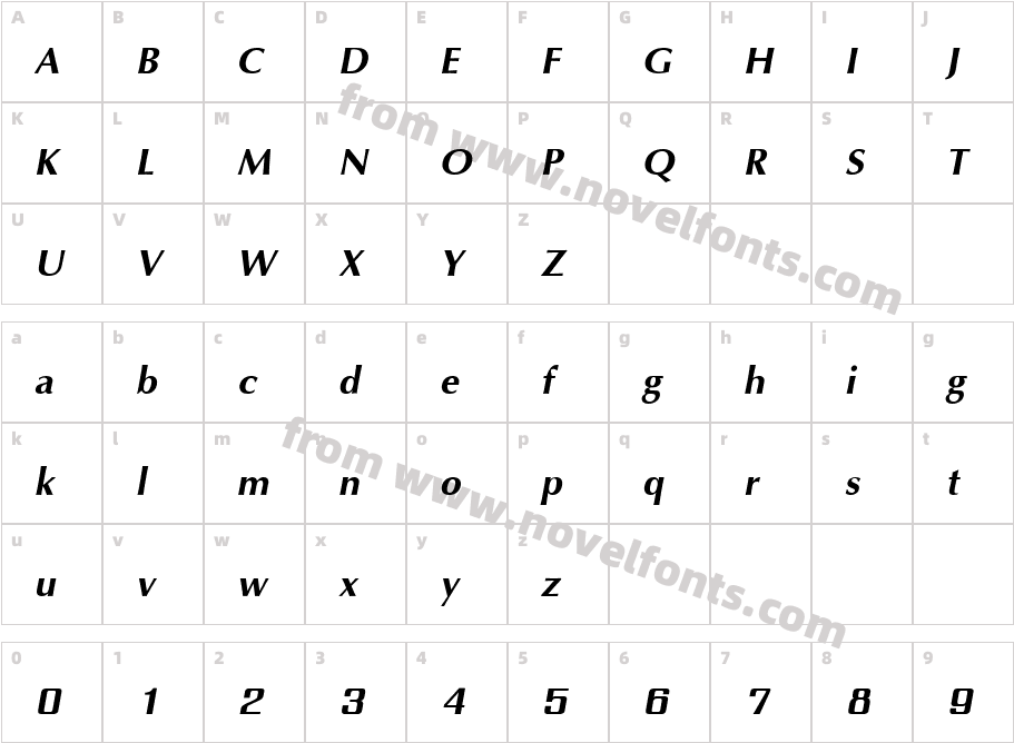 IrisUPC Bold ItalicCharacter Map