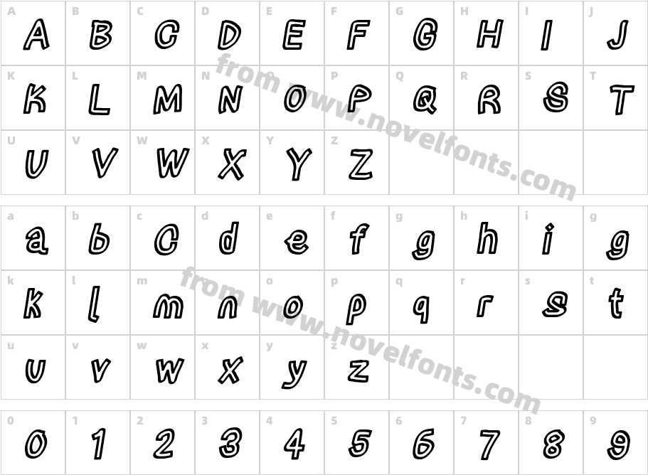 Irregular Tape ItalicCharacter Map