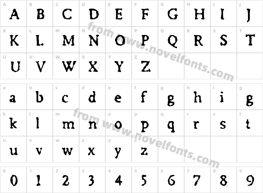 Irregular-BoldCharacter Map