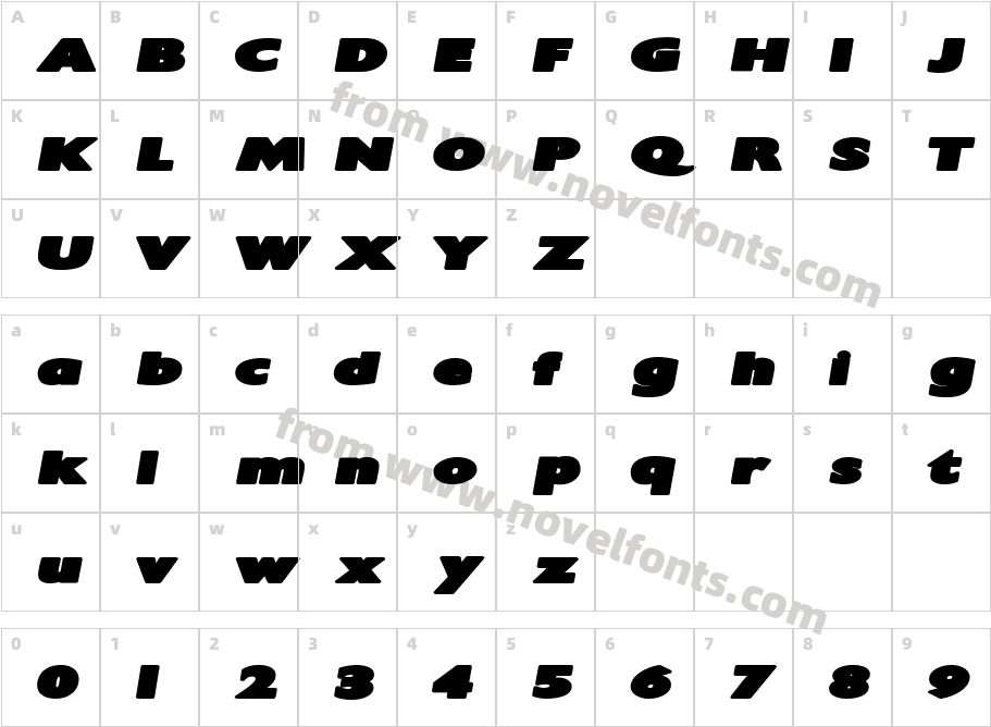 Irtusk Bold ItalicCharacter Map