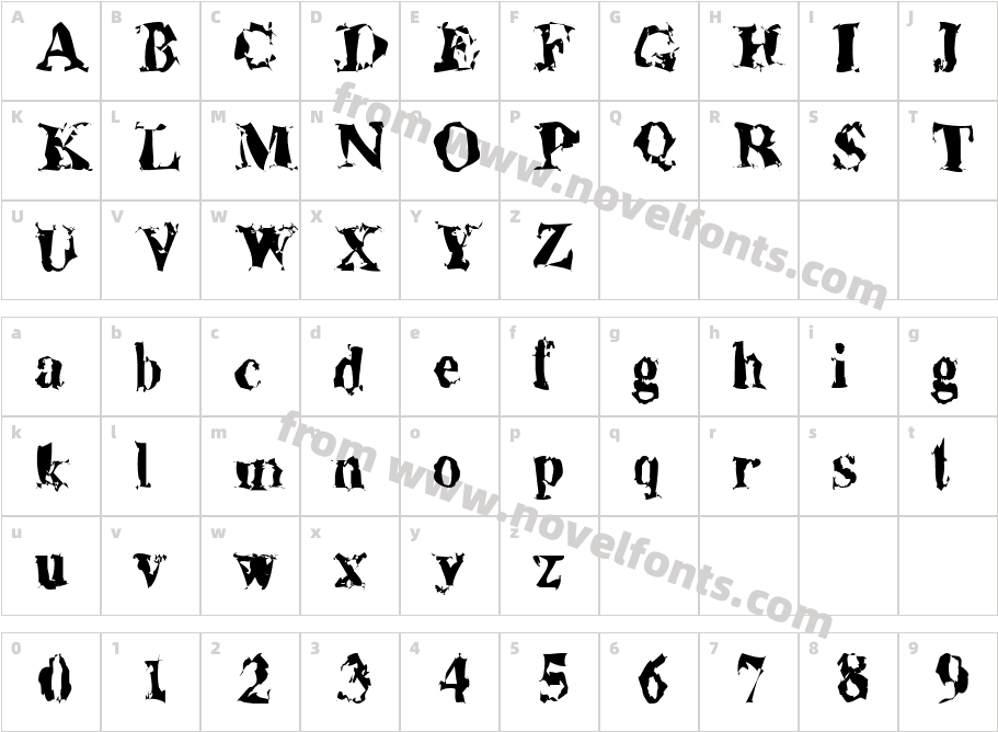 AluminumShredRegularSWFTECharacter Map