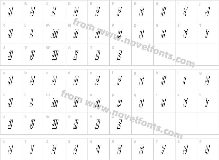 Isomorph 3D ItalicCharacter Map