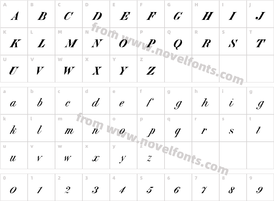 Italic HPLHSCharacter Map