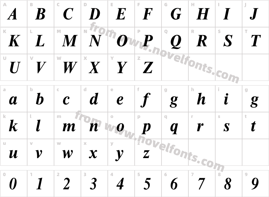 Itimes-BoldCharacter Map