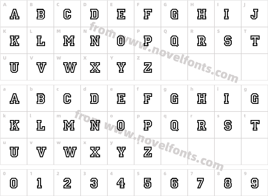 IvyLeagueOutlineRegularSWFTECharacter Map