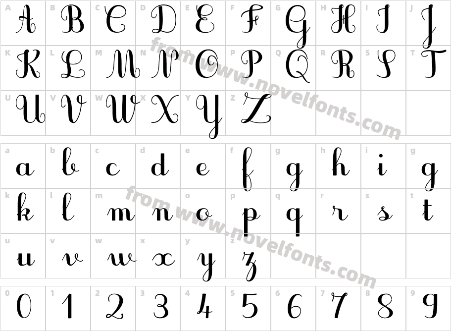 JBCursive-V3 BoldCharacter Map