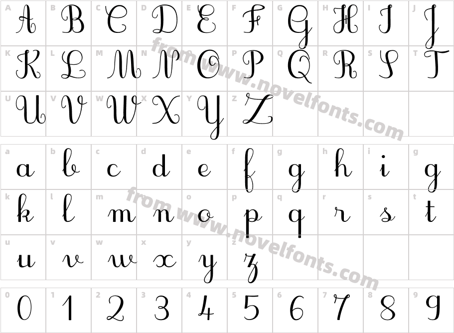 JBCursive-V3 MediumCharacter Map