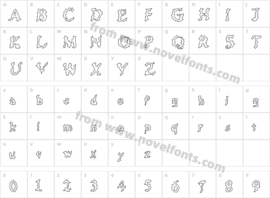 JD Cereus RegularCharacter Map