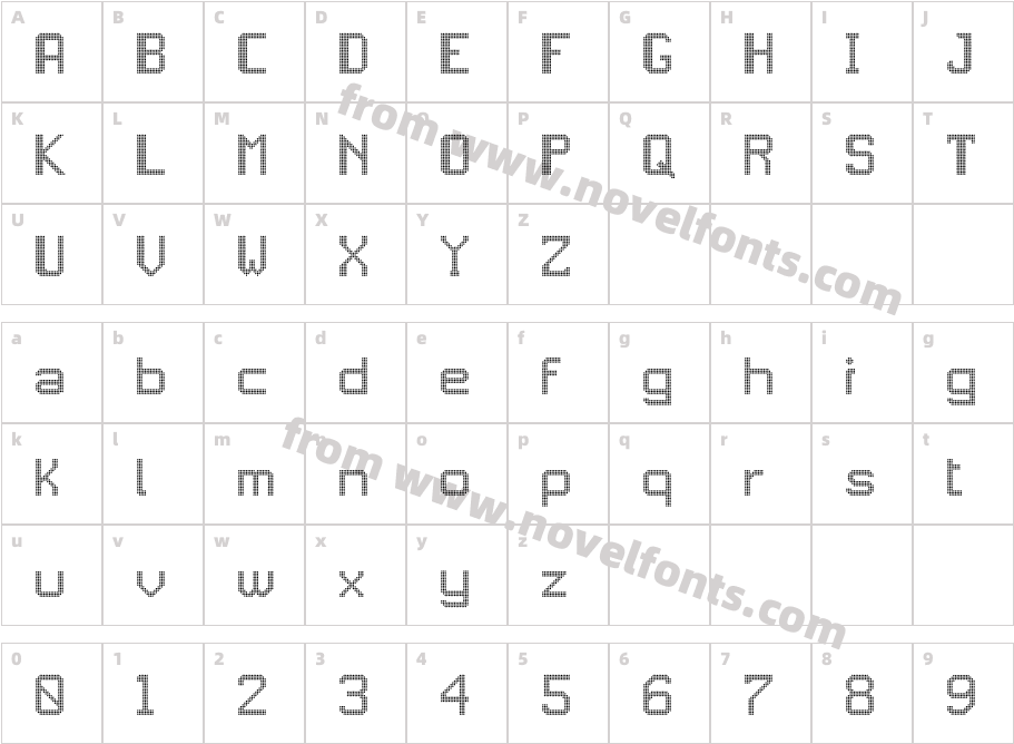 JD LED5Character Map