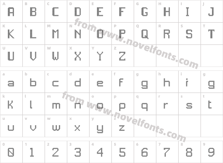 JD LED7 RegularCharacter Map