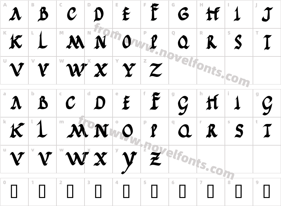 JGJ Roman Rustic BoldCharacter Map