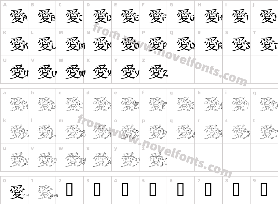 JLR Chinese LoveCharacter Map