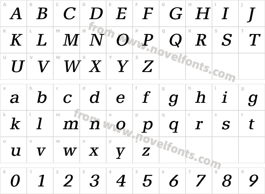 AlyssaOpti-ItalicCharacter Map