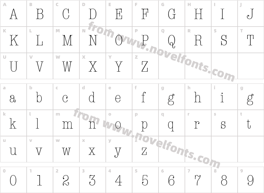 AmTypewriterCdITCTT LightCharacter Map