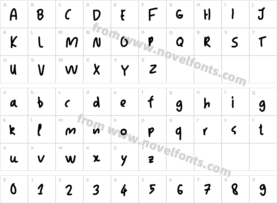 JacksFontCharacter Map