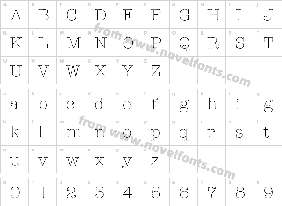 AmTypewriterEF LightCharacter Map