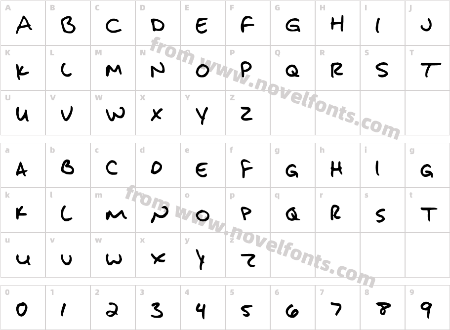 JakesHandwritingCharacter Map