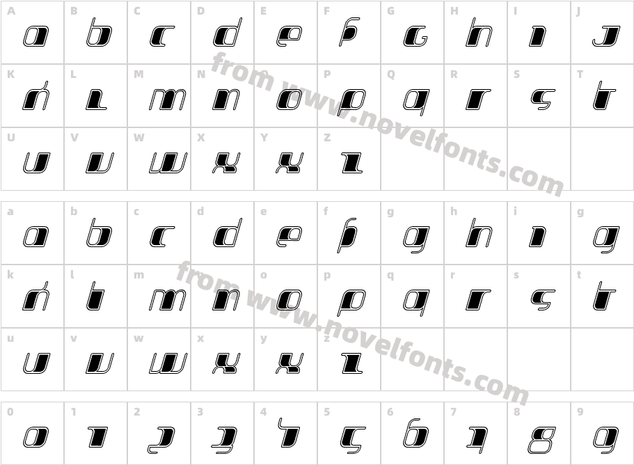 Jakone-InlineItalicCharacter Map