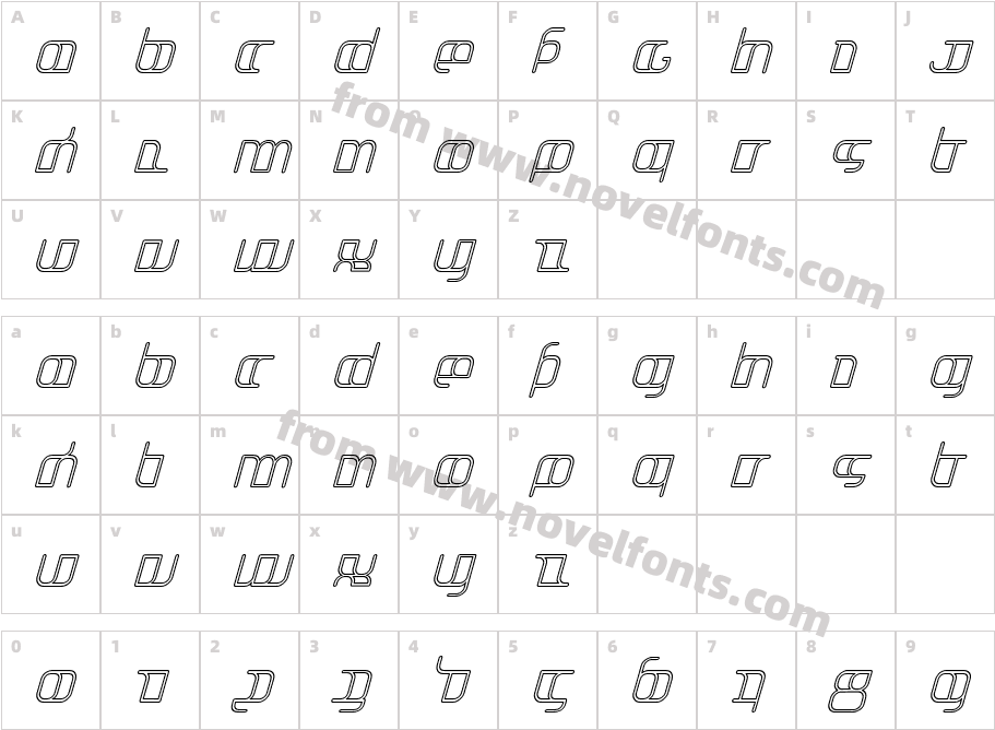 Jakone-TwinItalicCharacter Map