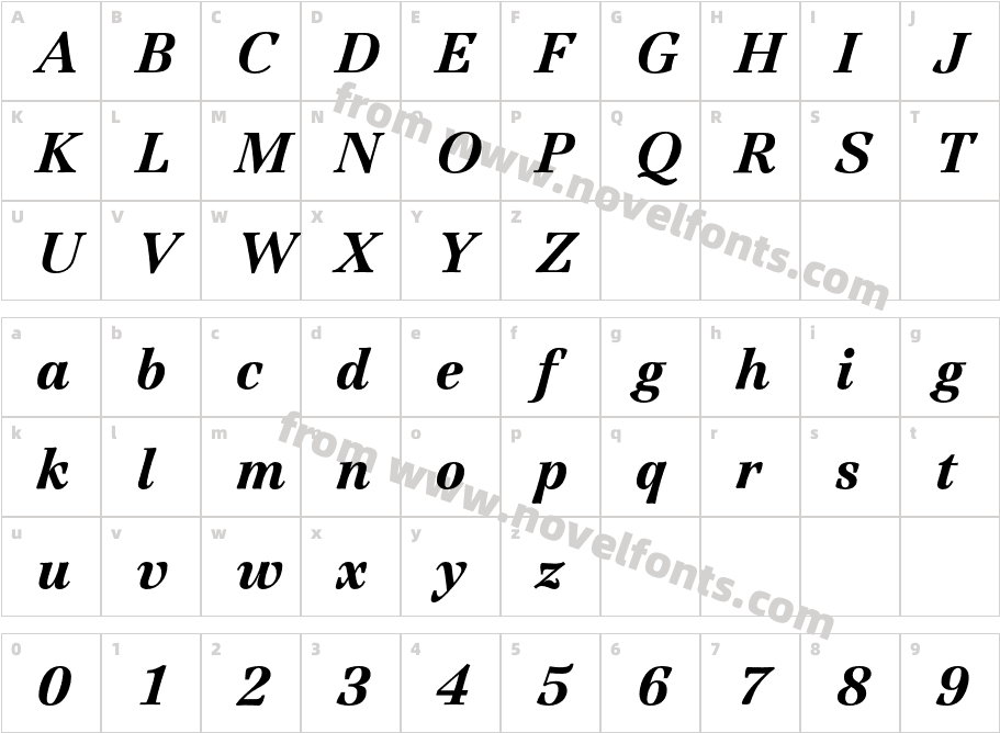 JamilleITCStd-BlackItalicCharacter Map