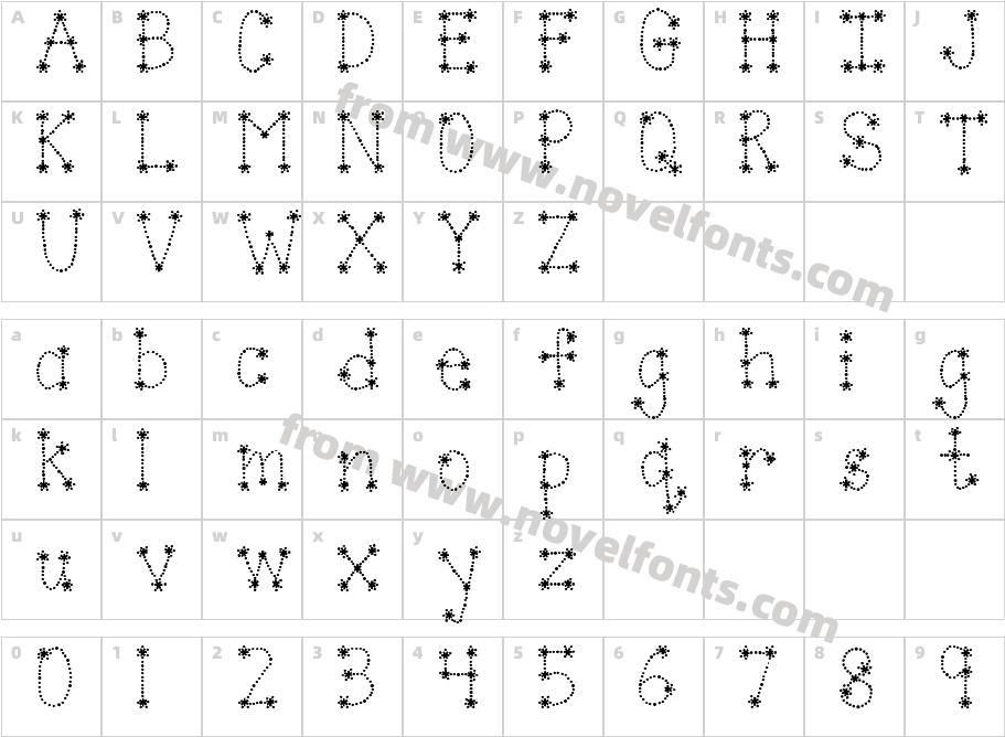 Janda Sparkle and Shine BoldCharacter Map