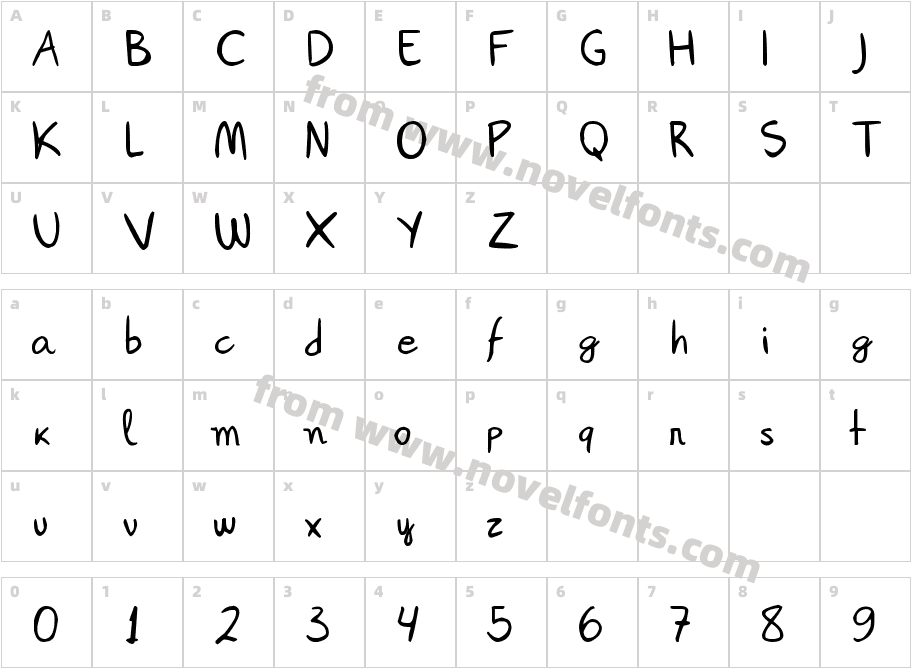 Janepix HandwritingCharacter Map