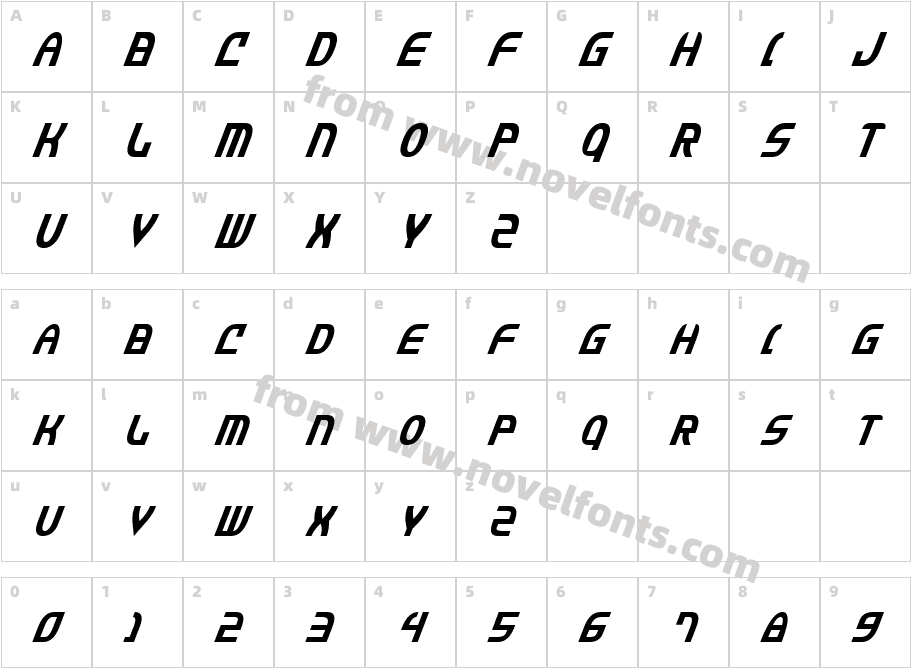 Jannisaries Condensed ItalicCharacter Map