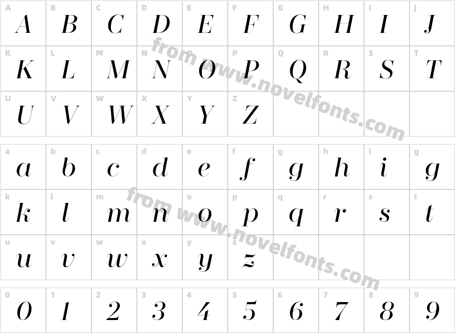 Zesta ItalicCharacter Map